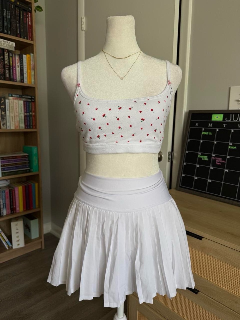 victoria's secret PINK white cherry patterned bra with small bow details